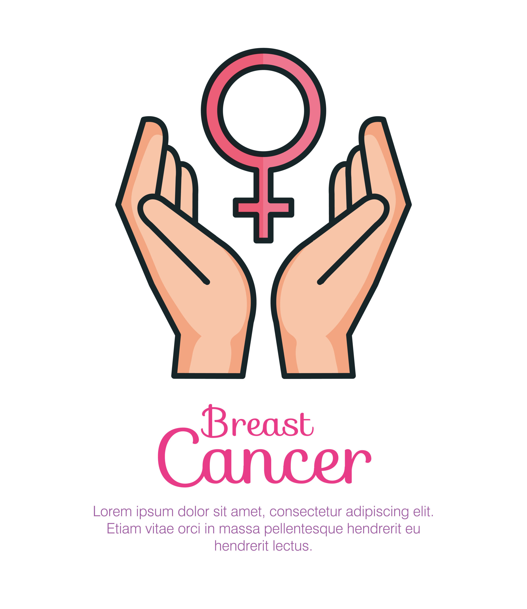 hands with female gender symbol